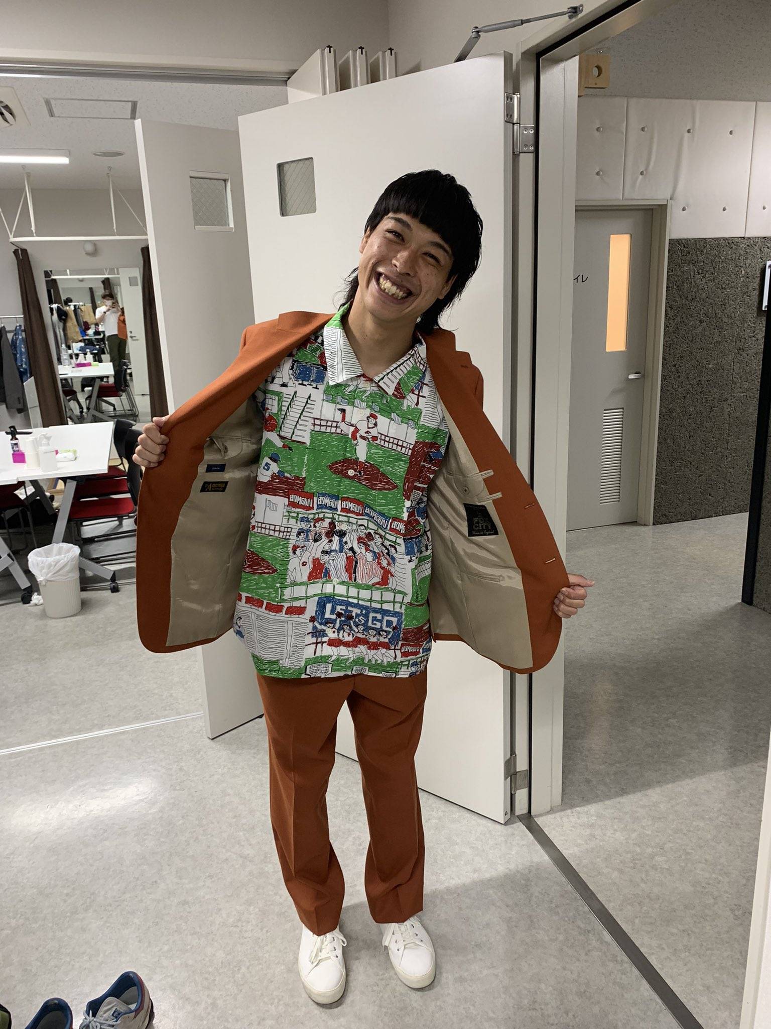 【バッテリィズ】ベースボールシャツ　エース　寺家　バッテリー あのシャツなんなの?」バッテリィズ・エースの野球アロハシャツ