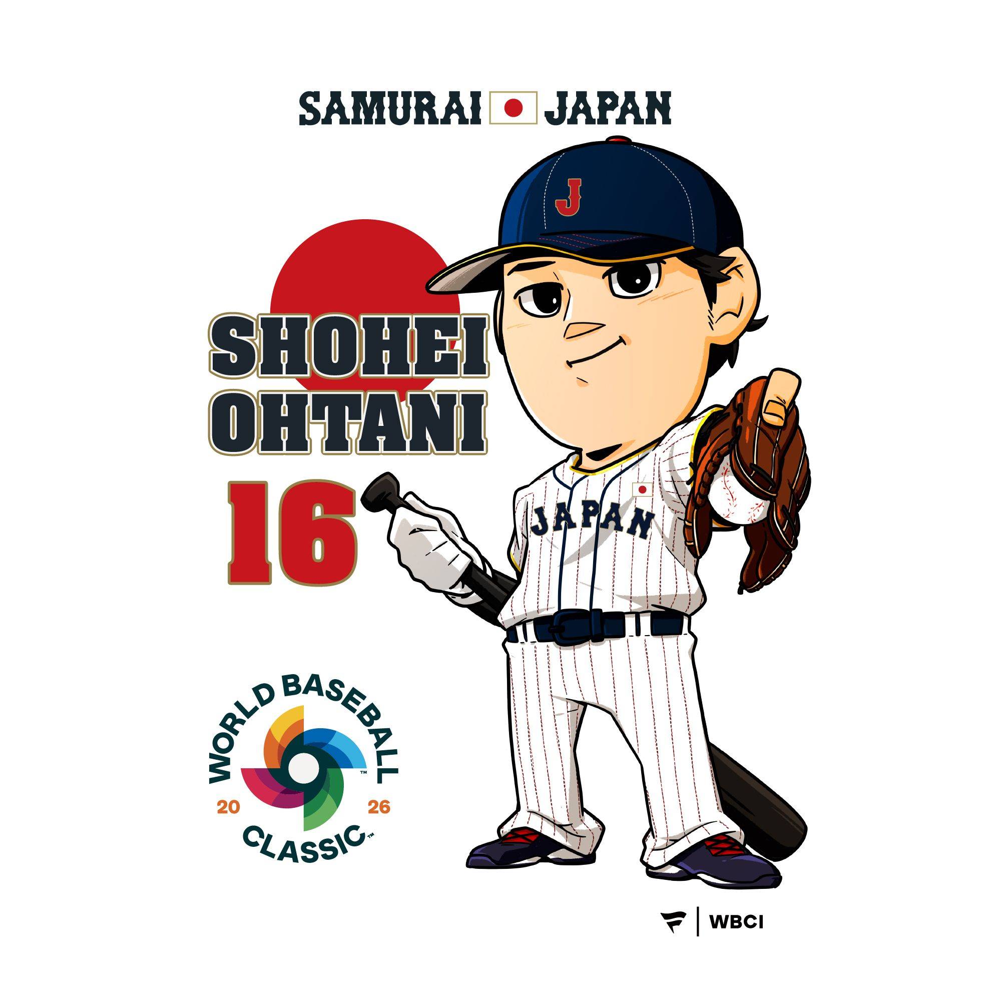 大谷翔平「イラストTシャツ」発売 WBC侍ジャパン18選手 ビッグうちわ