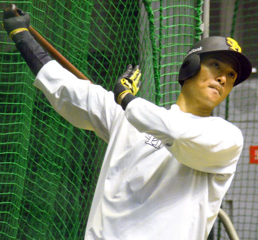 すべりこみ ソフトバンク ホークス 靴べら バット 実使用 NPB 柳町達