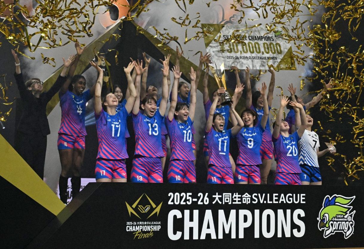 SVリーグ　佐賀スプリングス　久光製薬スプリングス　支給ポロシャツ SVリーグ女王のSAGA久光スプリングス 24日に佐賀・鳥栖市で優勝