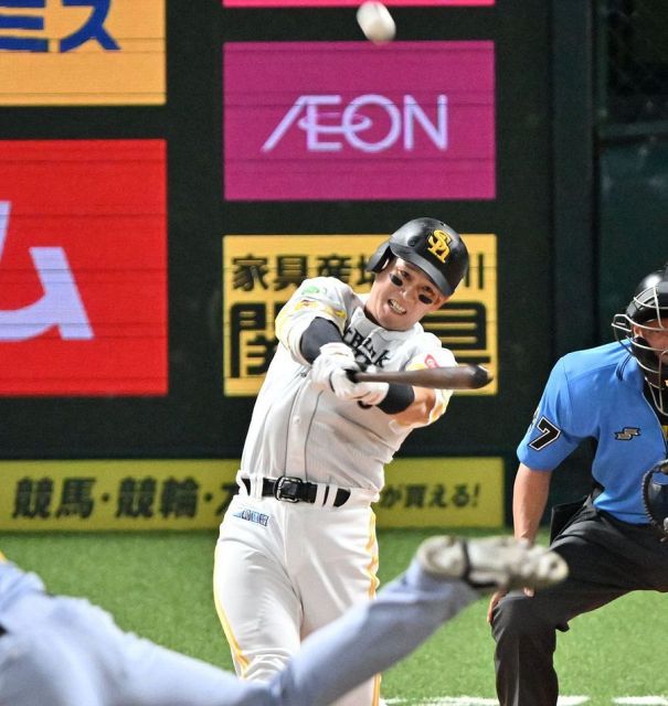 ソフトバンク栗原陵矢の通算100号本塁打で2点先制 阪神・才木浩人の154